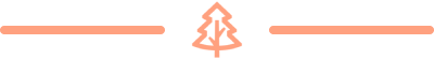 A stylized pink Christmas tree icon with orange accents.
